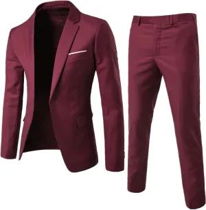 2 Piece Suits for Men Casual Slim Fit Blazer Jacket Vest Pants Suit Sets Plus Size Business Work Suits Party Outfits