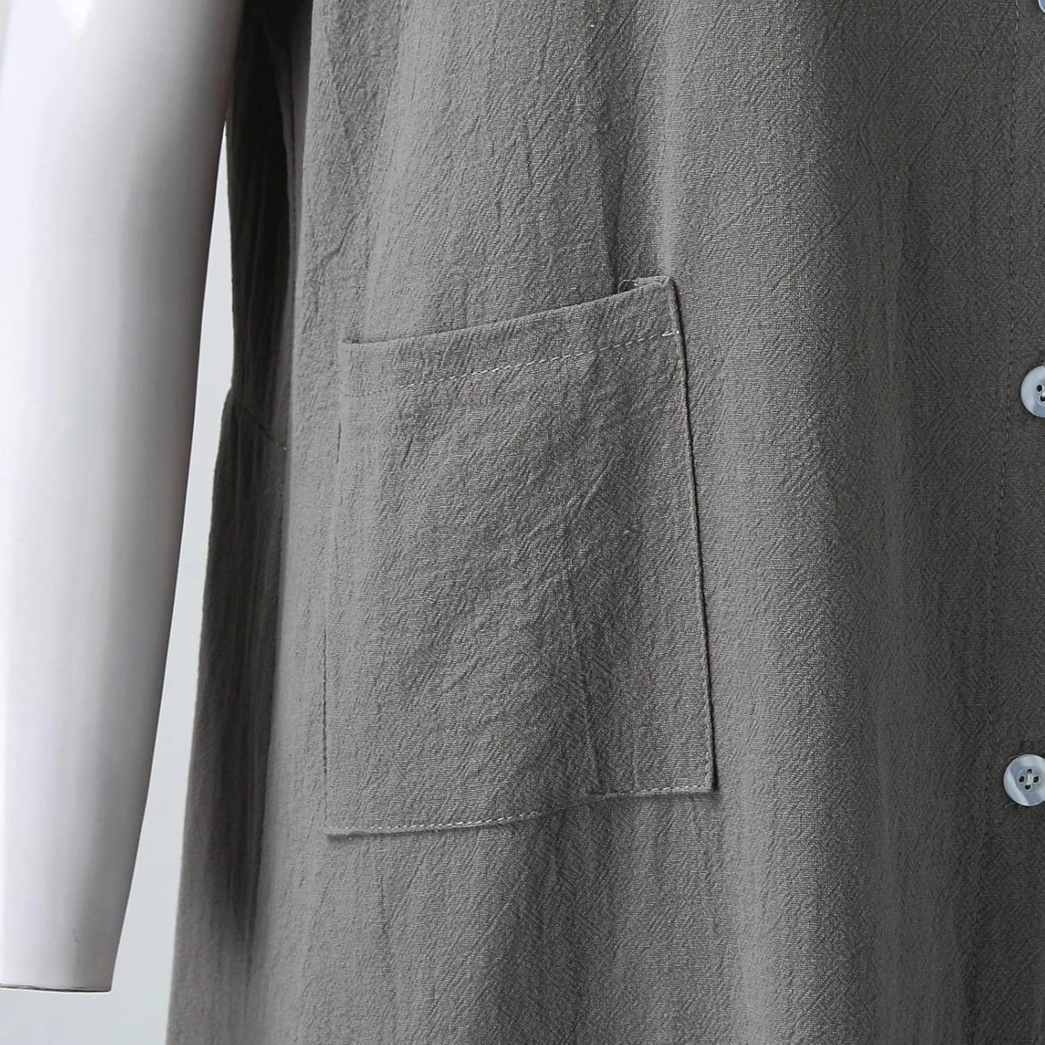 2025 Button Down Lapel Cotton Linen Dress Loose Fit Casual Beach Short Sleeve Shirt Dress for Daily Wear, Vacation
