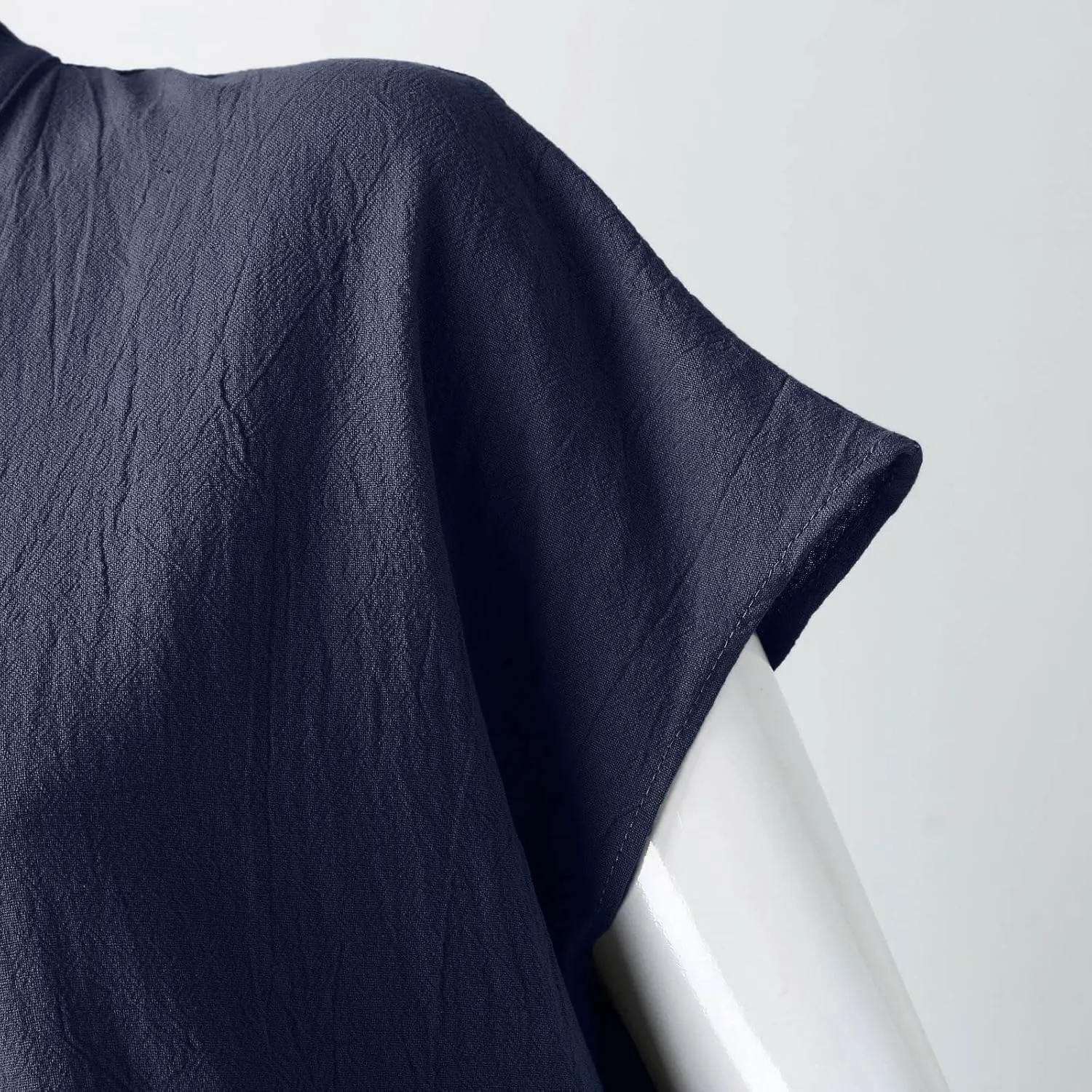 2025 Button Down Lapel Cotton Linen Dress Loose Fit Casual Beach Short Sleeve Shirt Dress for Daily Wear, Vacation