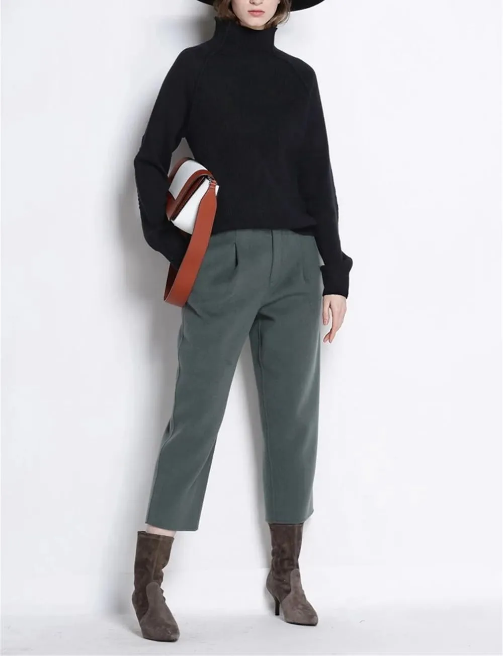 Adhdyuud Women Thickened Turtleneck Pullover Sweater Winter Loose Knitted Wool Oversized Sweater Shirt
