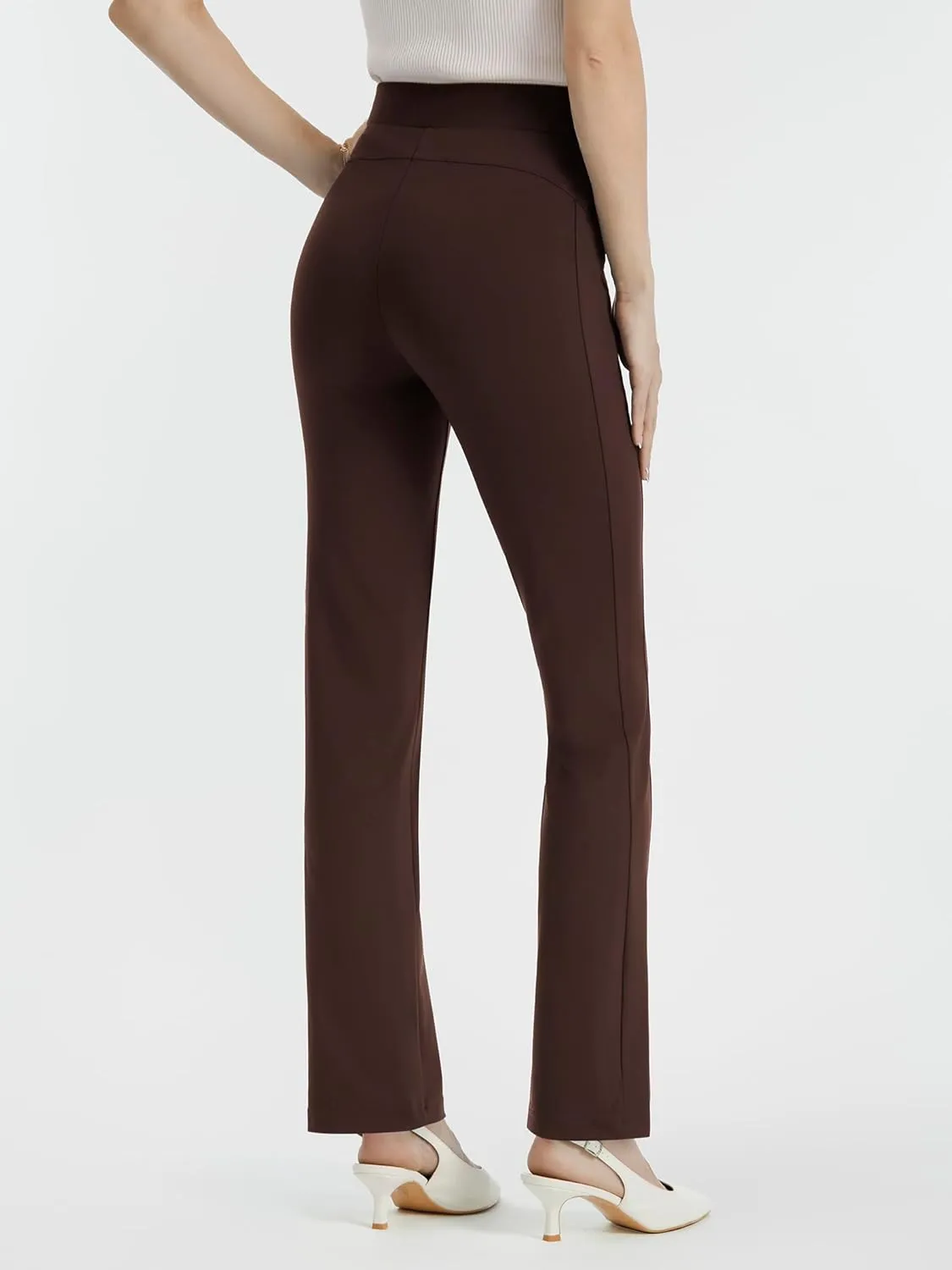 AFITNE Women's Yoga Dress Pants High Waist Pull On Stretchy Straight Leg Work Casual Slacks with Water-Repellent Fabric