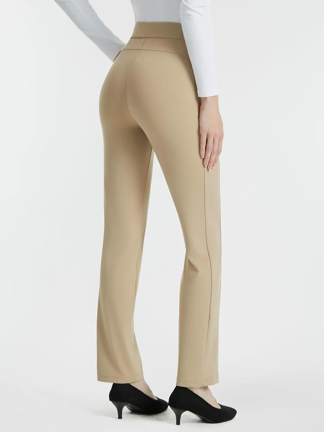 AFITNE Women's Yoga Dress Pants High Waist Pull On Stretchy Straight Leg Work Casual Slacks with Water-Repellent Fabric