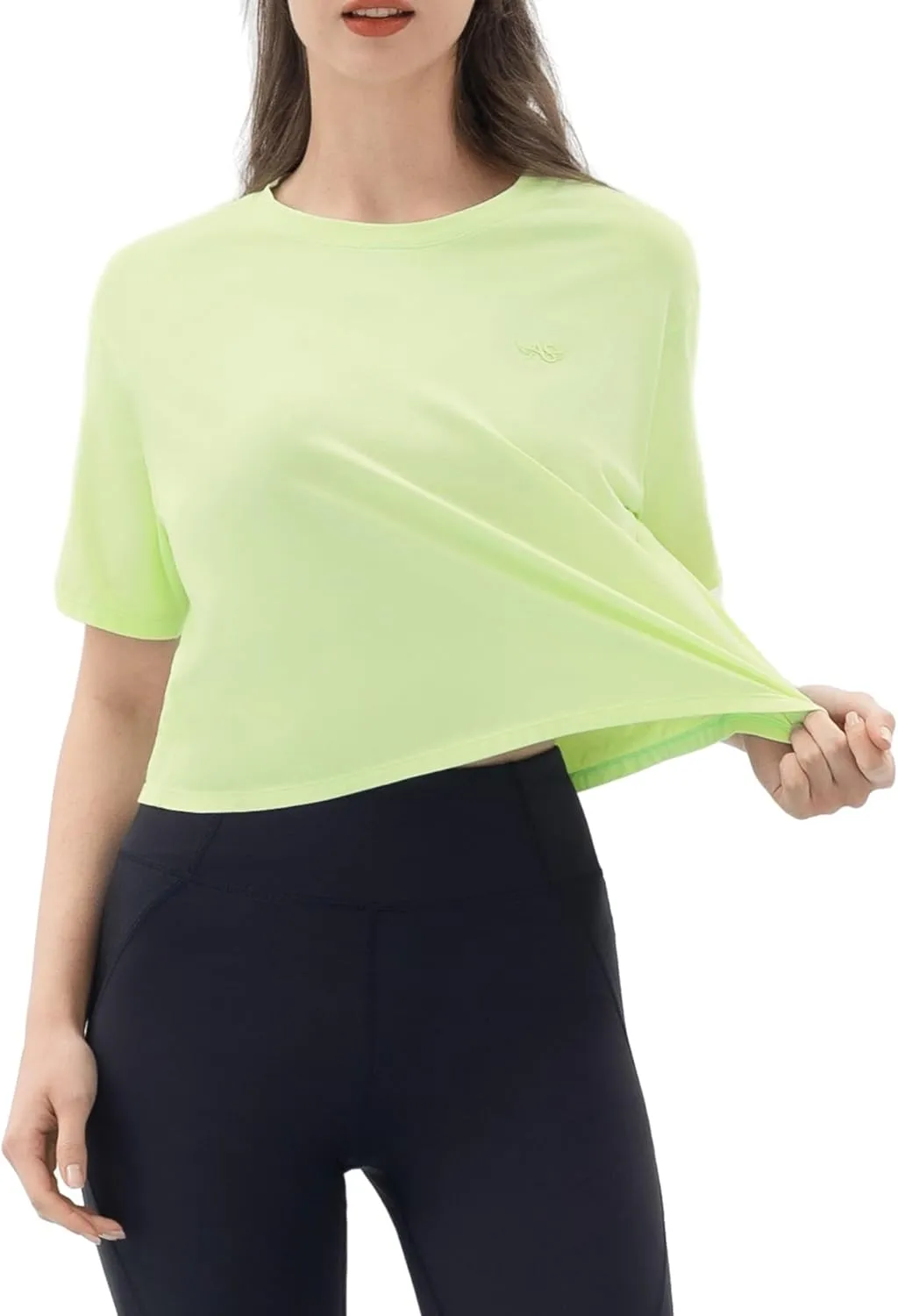 Angel season Workout Tops for Women Cropped Athletic Shirts Loose Fit Crewneck Yoga Top Moisture Wicking Running Gym