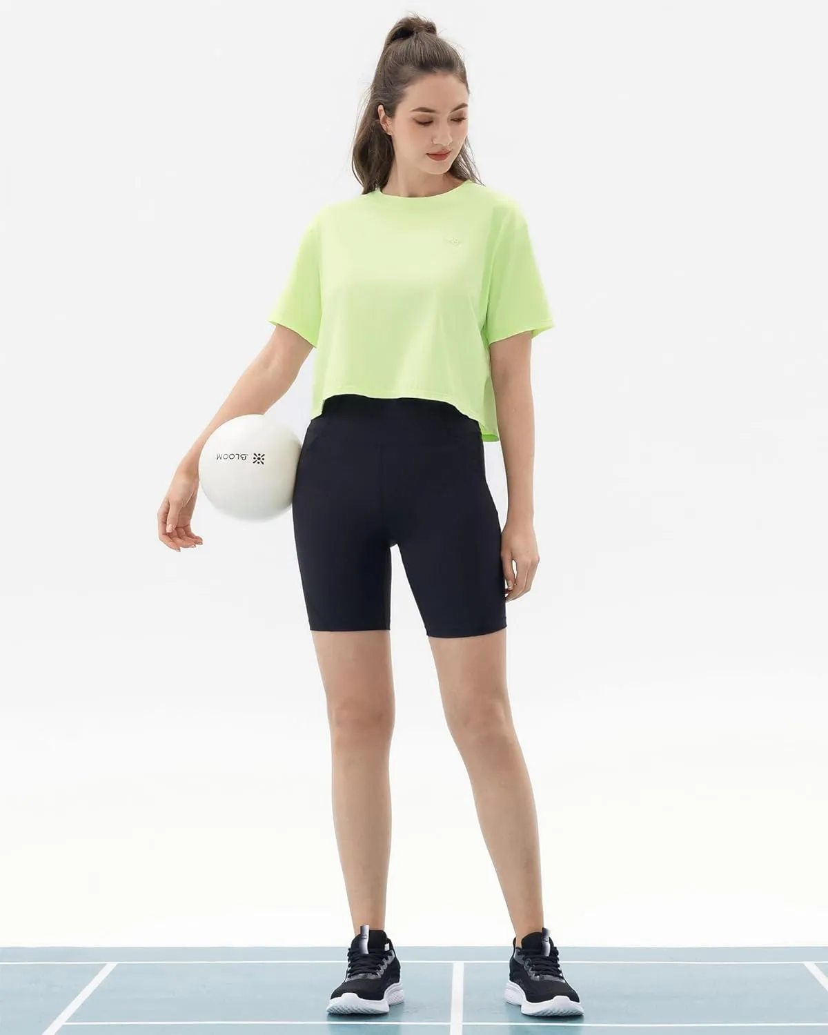 Angel season Workout Tops for Women Cropped Athletic Shirts Loose Fit Crewneck Yoga Top Moisture Wicking Running Gym
