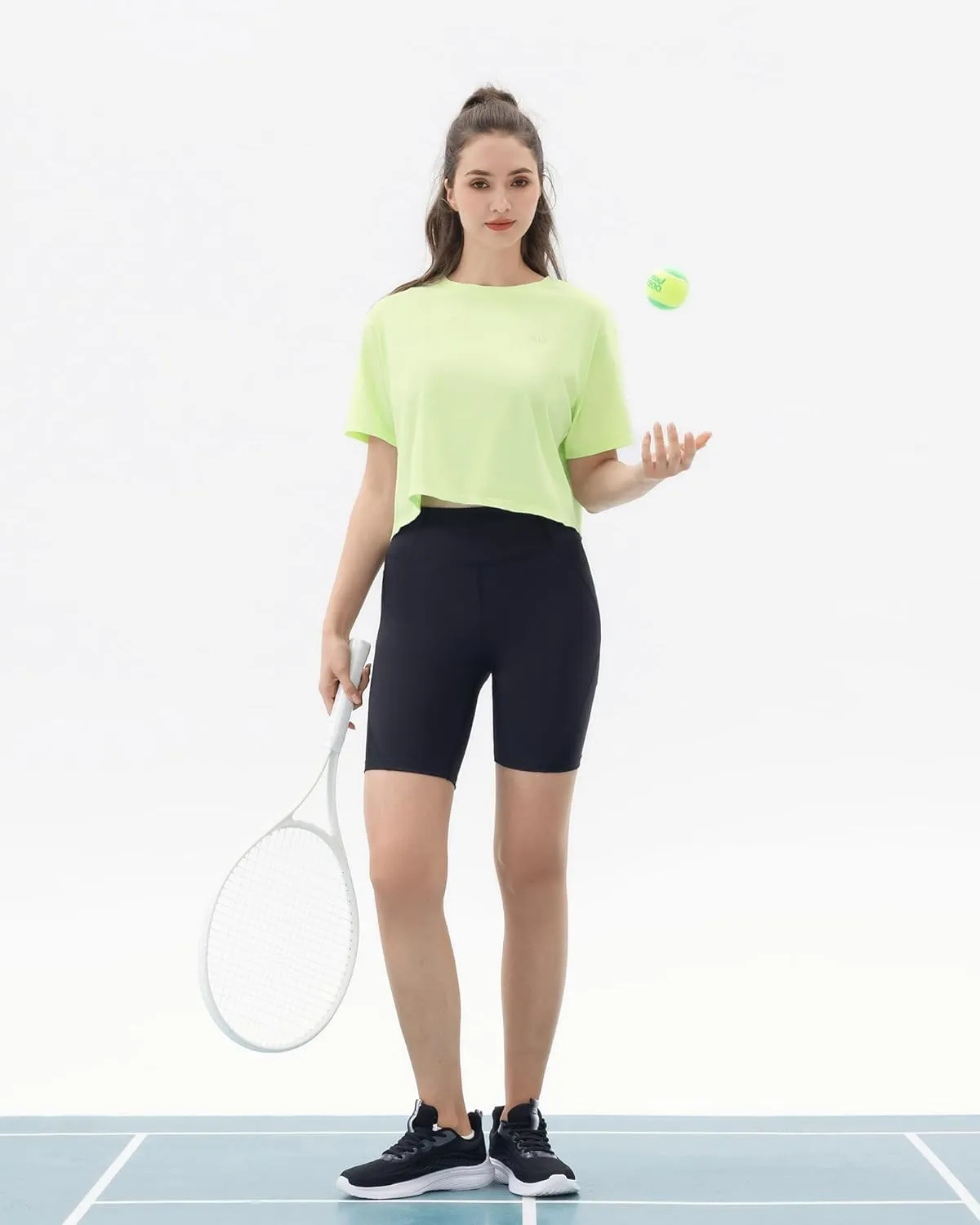 Angel season Workout Tops for Women Cropped Athletic Shirts Loose Fit Crewneck Yoga Top Moisture Wicking Running Gym