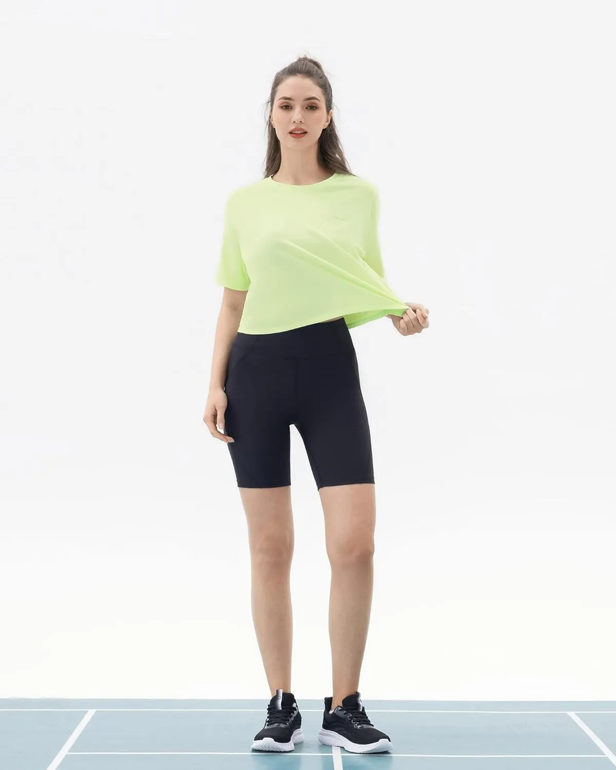 Angel season Workout Tops for Women Cropped Athletic Shirts Loose Fit Crewneck Yoga Top Moisture Wicking Running Gym