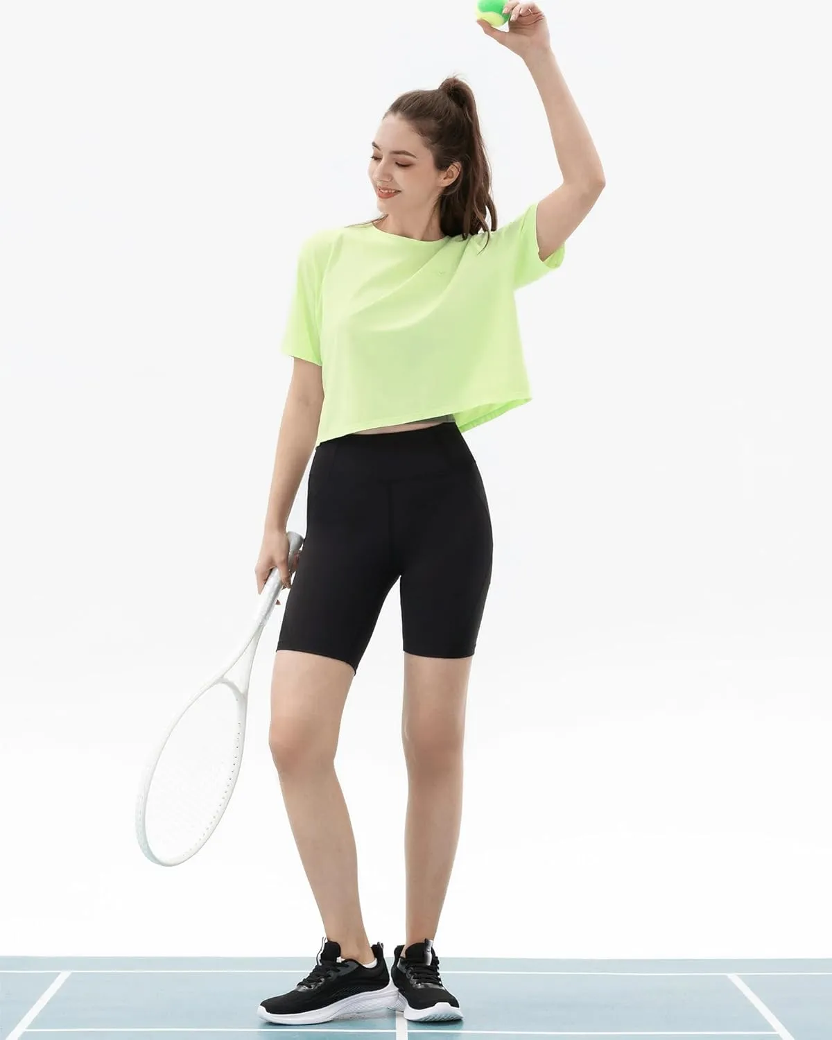 Angel season Workout Tops for Women Cropped Athletic Shirts Loose Fit Crewneck Yoga Top Moisture Wicking Running Gym