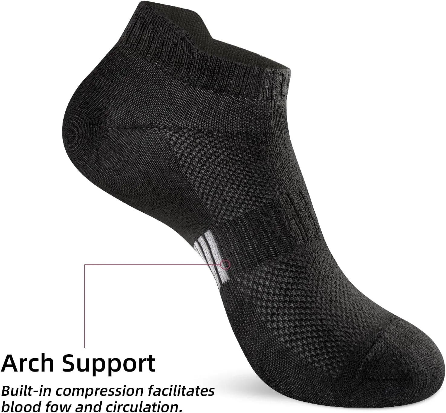 Ankle Socks Athletic Thick Cushioned Running Hiking No Show Sports Low Cut Socks，5 Pair Pack