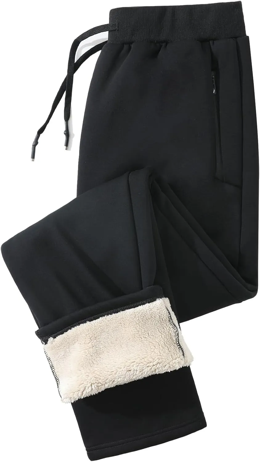 Aprsfn Men's Winter Thick Berber Fleece Sherpa Lined Active Sweatpants Brushed Jogger Pants