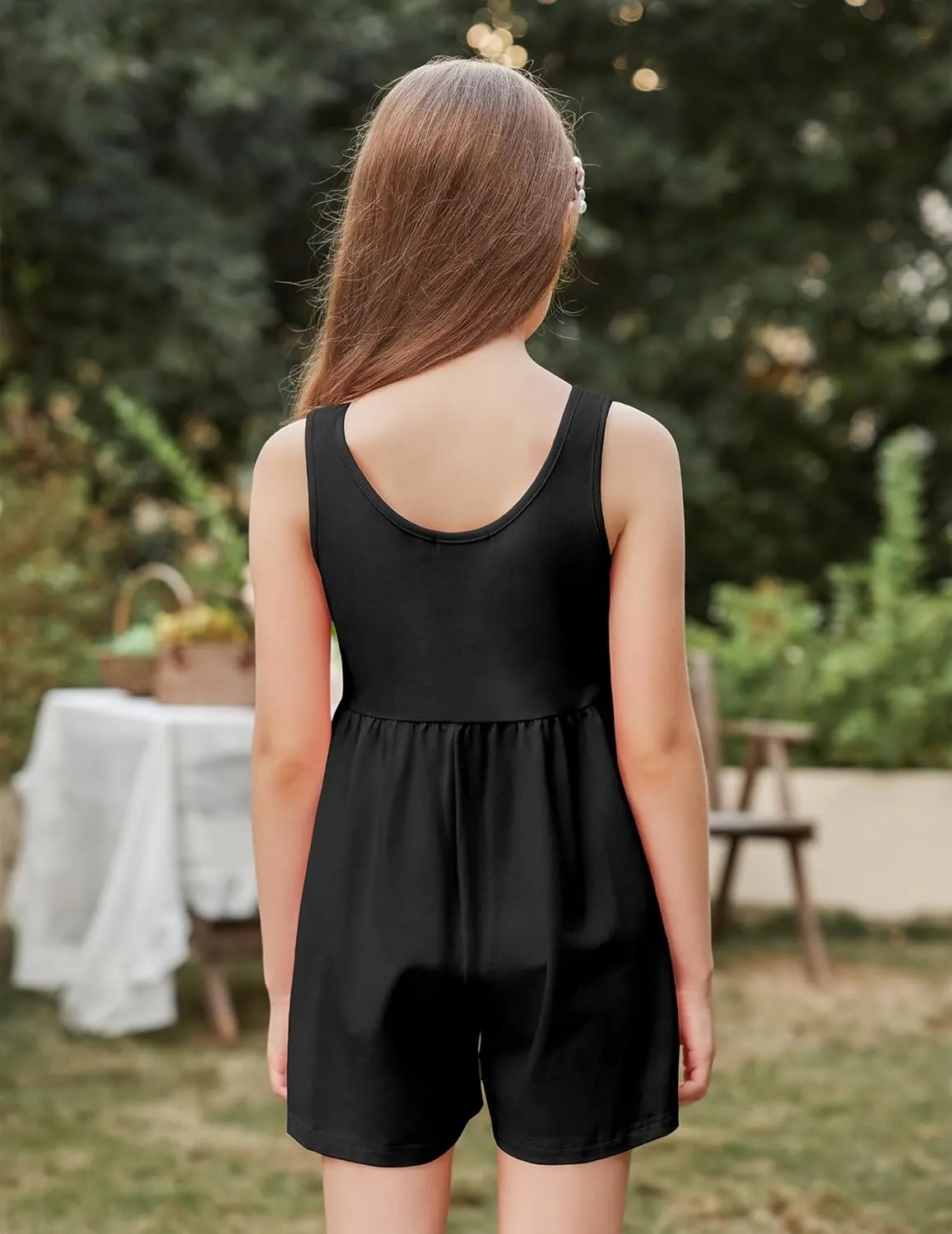 Arshiner Girls' Casual Summer Sleeveless Jumpsuits Loose One Piece Romper Short Overalls Outfits with Pockets