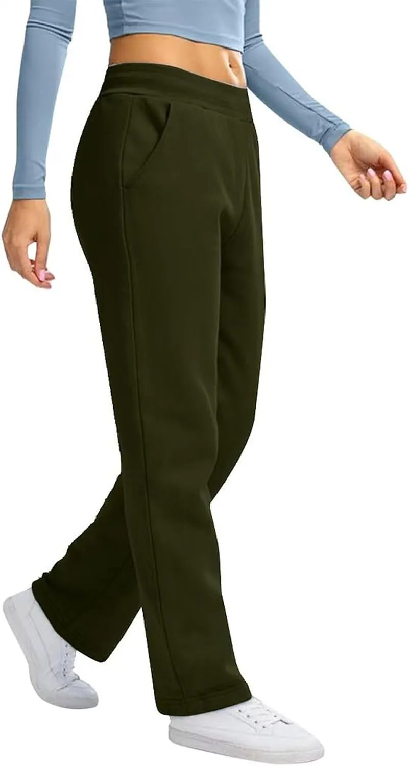 Baggy Sweatpants for Women Elastic Waist Fleece Lined Sweatpants Cinch Bottom Sweat Pants Loose Yoga Pants with Pcokets