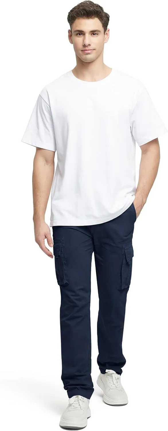 Cargo Pants for Men Cotton Fabric 6 Deep Pockets Straight-Leg Design Work Pants for Men