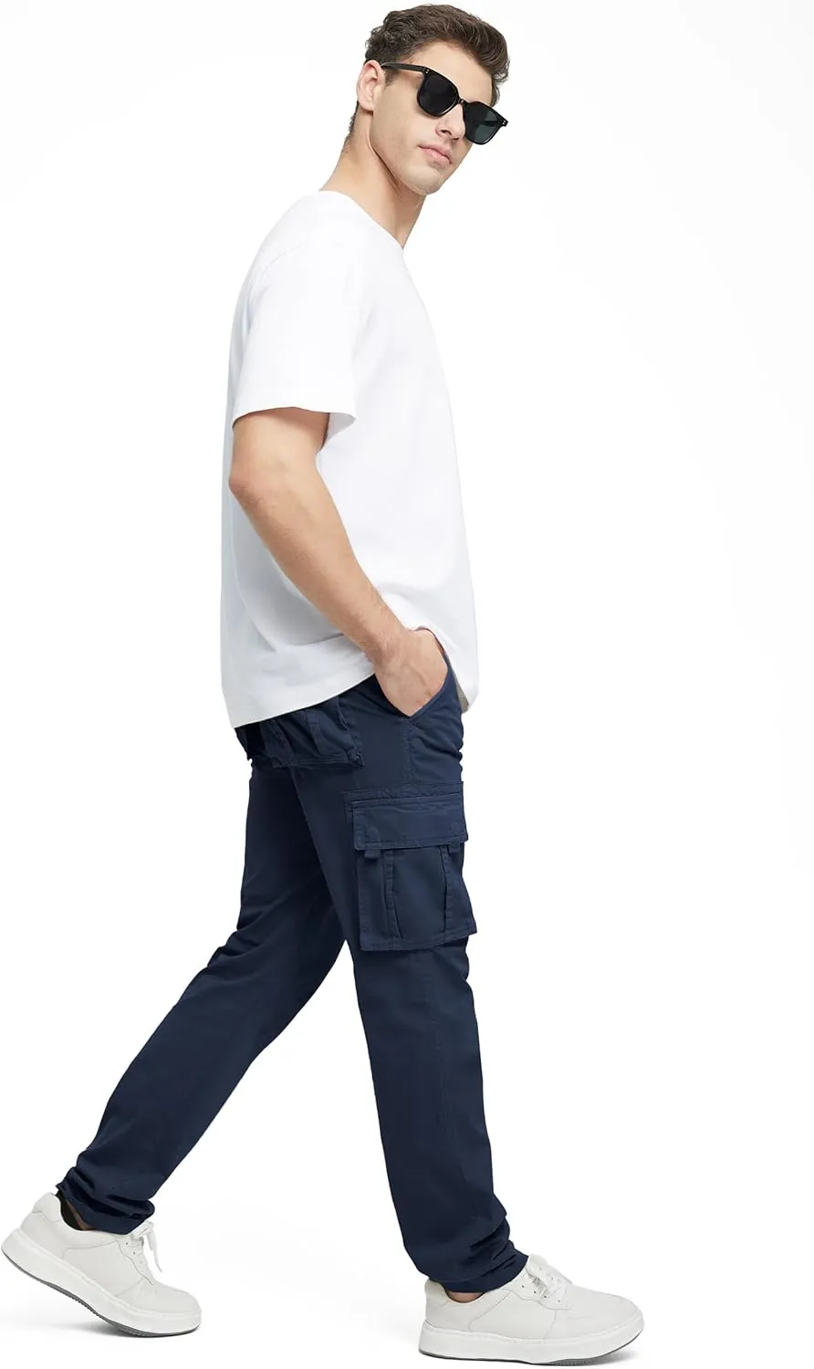 Cargo Pants for Men Cotton Fabric 6 Deep Pockets Straight-Leg Design Work Pants for Men