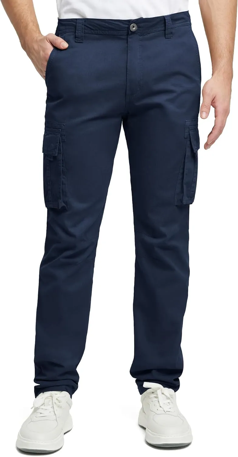 Cargo Pants for Men Cotton Fabric 6 Deep Pockets Straight-Leg Design Work Pants for Men