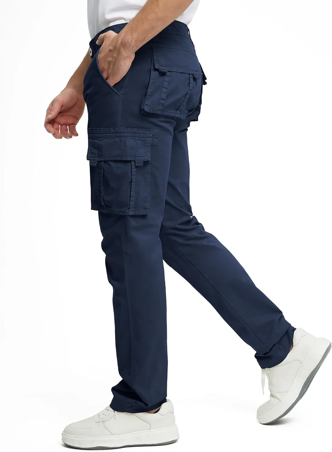 Cargo Pants for Men Cotton Fabric 6 Deep Pockets Straight-Leg Design Work Pants for Men