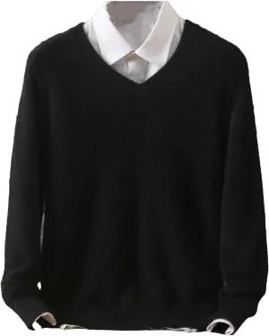 Casual Cashmere Sweater Men's V-Neck Pullovers Knit Sweater Winter Long Sleeve Jumpers Tops.