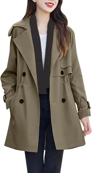 Casual Fall Jackets for Women Trendy Long Sleeve Button Down Overcoat Fashion Elegant With pockets Trench Coat 2024