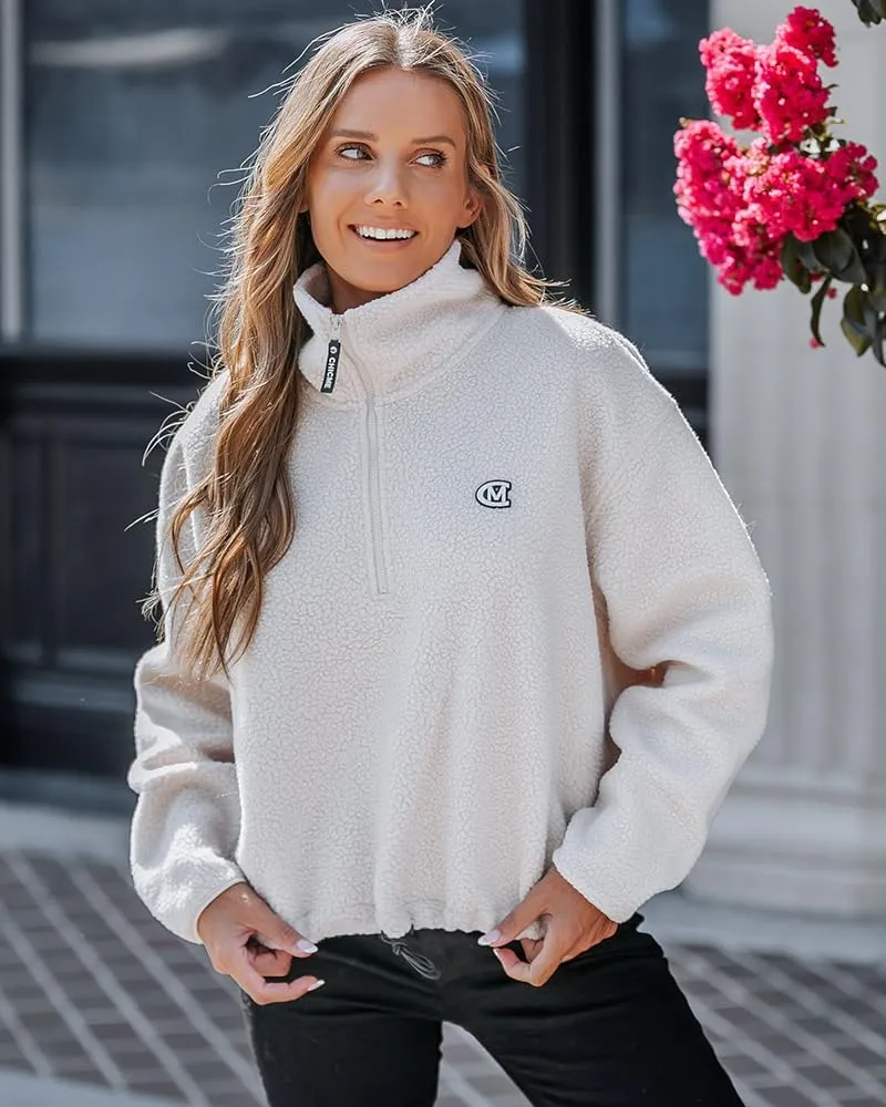 CHICME BEST SHOPPING DEALS Chic Me Women Fleece Sweatshirts Half Zip Long Sleeve Cropped Pullovers Fall Outfits