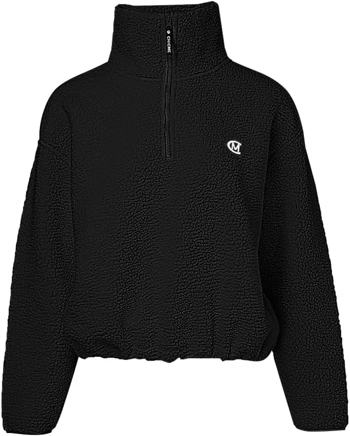 CHICME BEST SHOPPING DEALS Chic Me Women Fleece Sweatshirts Half Zip Long Sleeve Cropped Pullovers Fall Outfits