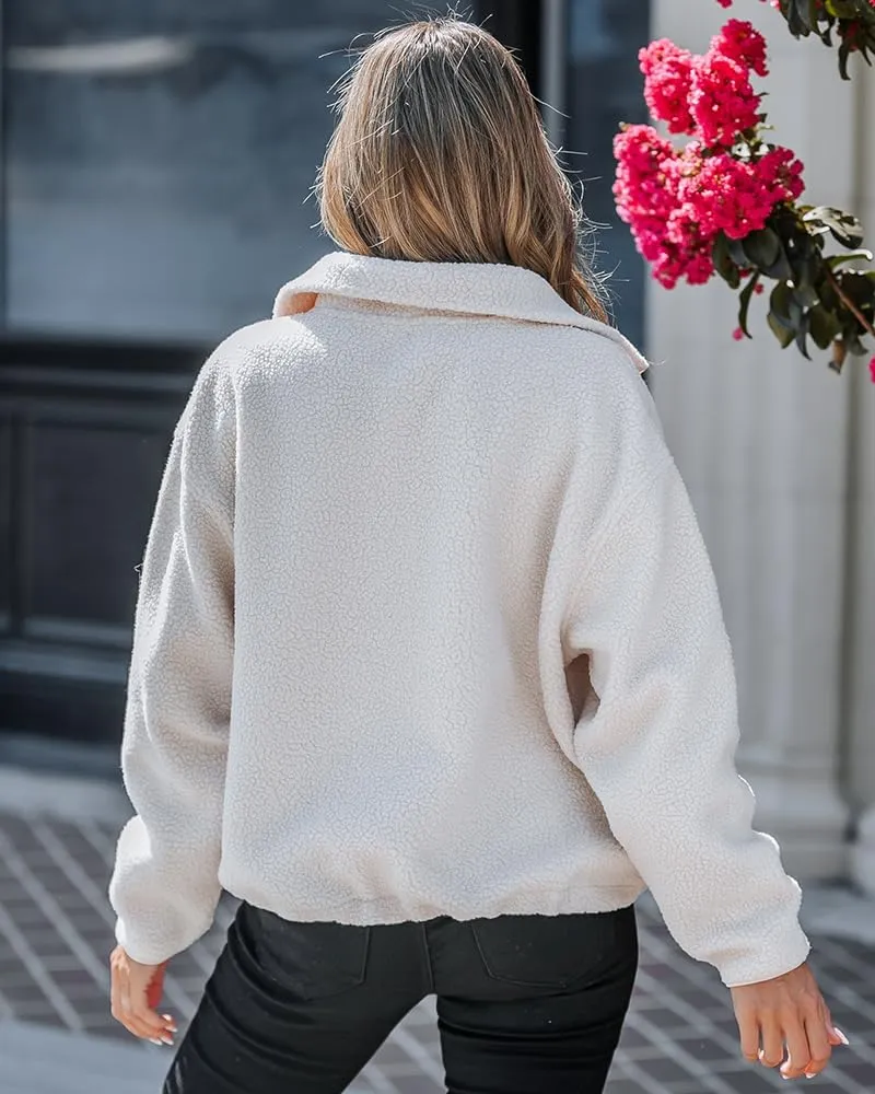 CHICME BEST SHOPPING DEALS Chic Me Women Fleece Sweatshirts Half Zip Long Sleeve Cropped Pullovers Fall Outfits