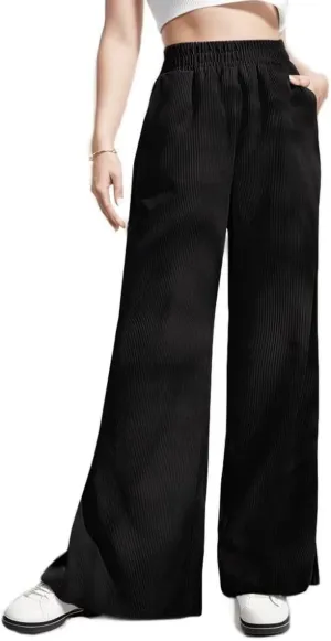 Corduroy Pants for Women Plus Size Wide Leg Casual Pant Tall High Waist Women Pants Bell Bottom Trousers with Pockets