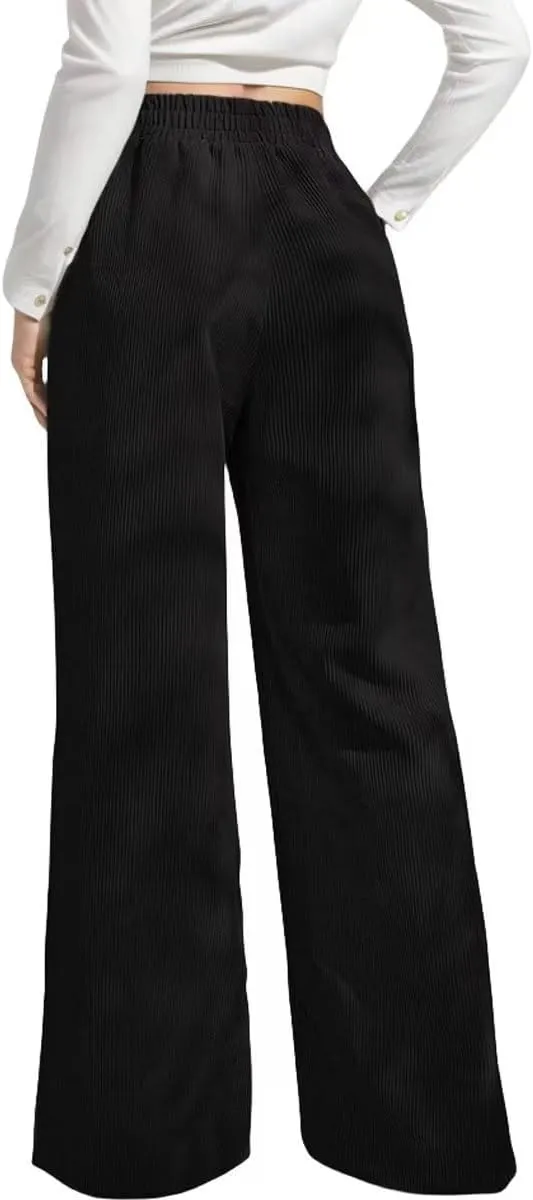 Corduroy Pants for Women Plus Size Wide Leg Casual Pant Tall High Waist Women Pants Bell Bottom Trousers with Pockets