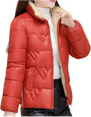 Down Jacket Women Oversized Full Zipper Puffer Coats Warm Thicken Padded Jackets 2024 Winter Outerwear with Pockets