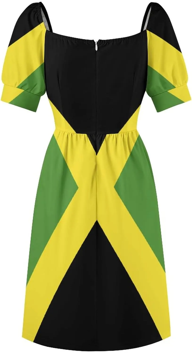 Dress Dress for Womens Summer Top Jamaican Flag Casual V Neck Shift Dress 2XL