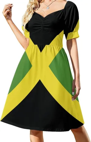 Dress Dress for Womens Summer Top Jamaican Flag Casual V Neck Shift Dress 2XL