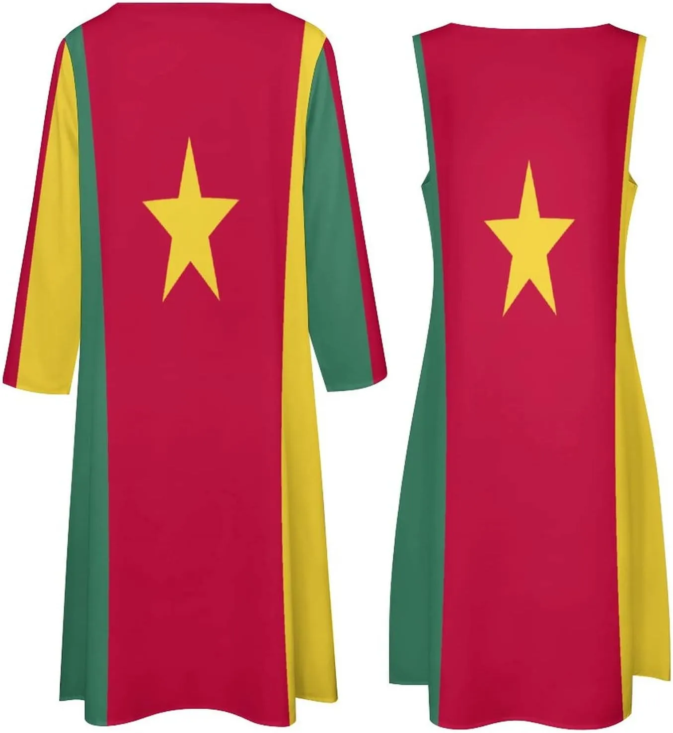 Dress Suit Skirts for Womens Summer Top Cameroon Flag Casual V Neck Shift Dress XL