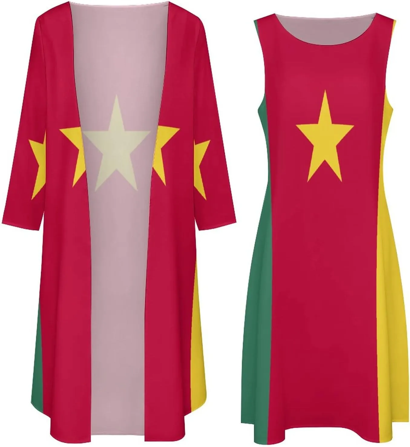 Dress Suit Skirts for Womens Summer Top Cameroon Flag Casual V Neck Shift Dress XL