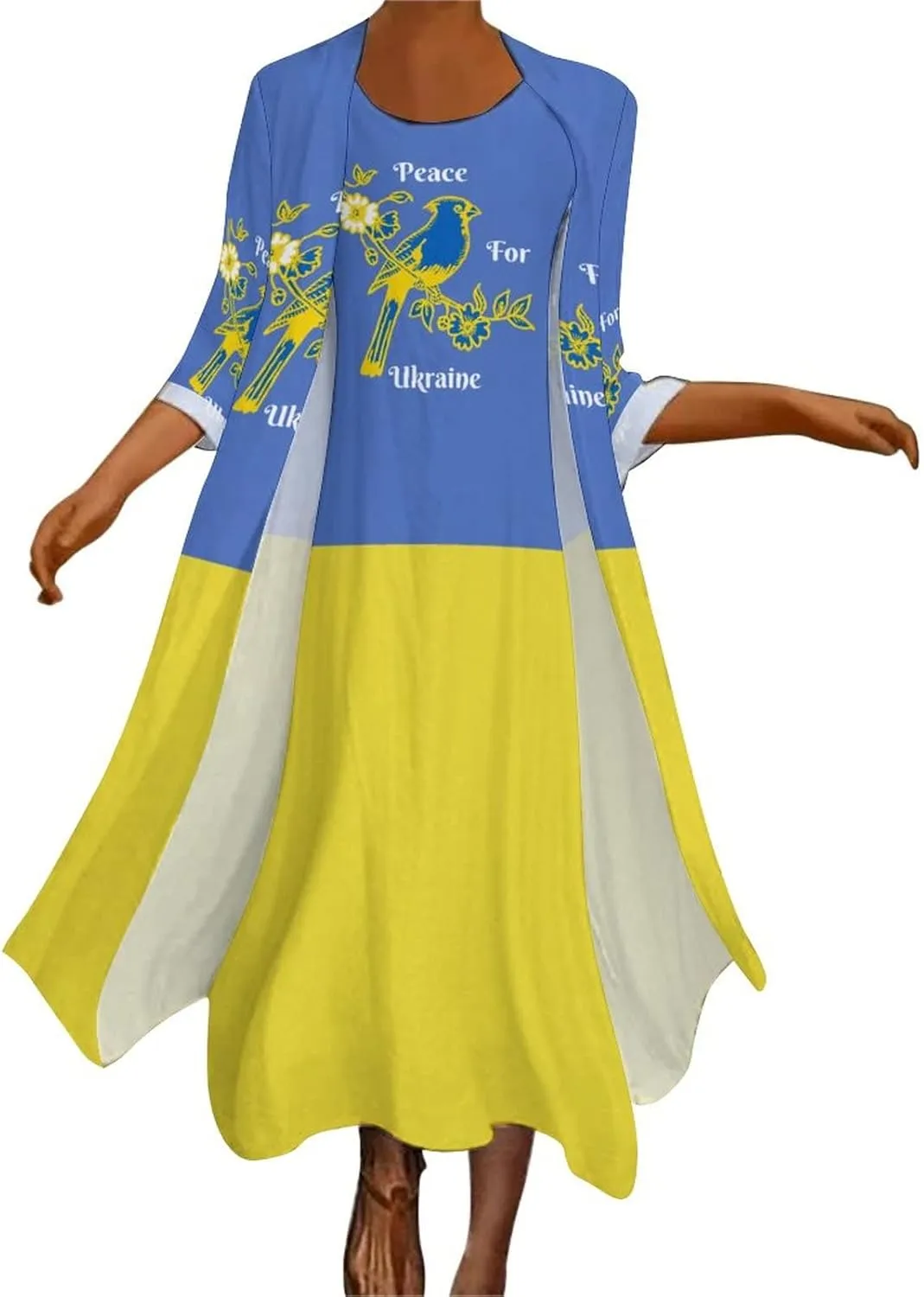 Dress Suit Skirts for Womens Summer Top Ukraine Flag Ukrainian Flag Casual V Neck Shift Dress L