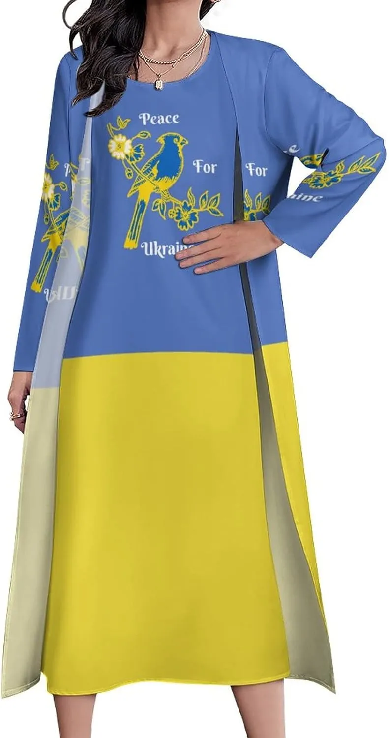 Dress Suit Skirts for Womens Summer Top Ukraine Flag Ukrainian Flag Casual V Neck Shift Dress L
