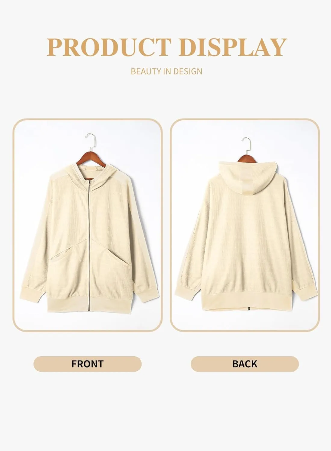 Eytino Womens Plus Size Long Sleeve Zip Up Oversized Casual Hoodies Sweatshirt Jackets with Pockets(1X-5X)
