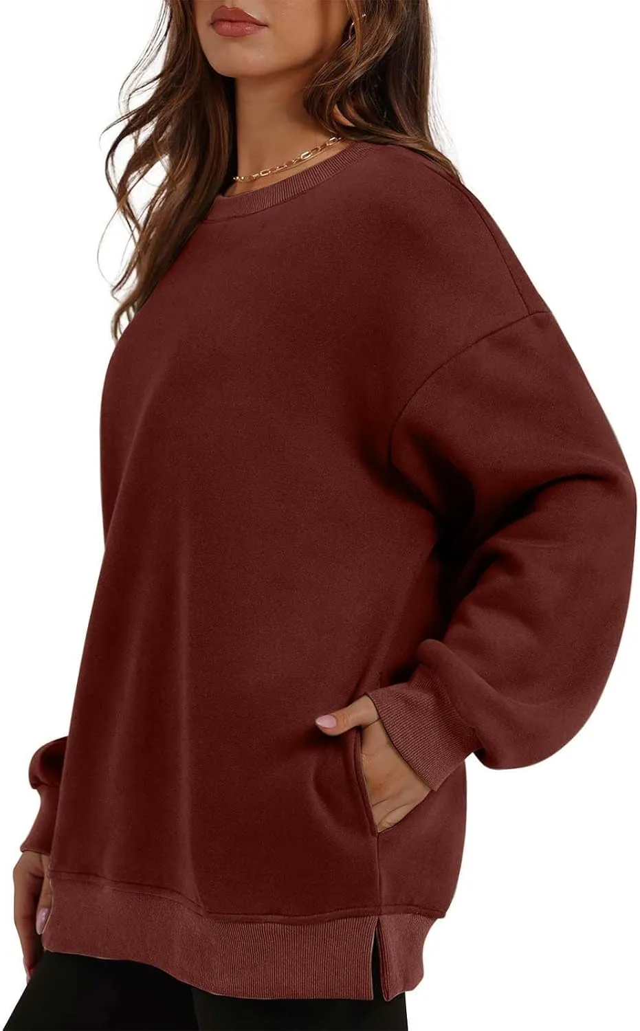 Fall Fashion For Women 2024 Oversized Long Sleeve Crewneck Sweatshirt Fleece Pullover Tops With Pockets Warm Outfits