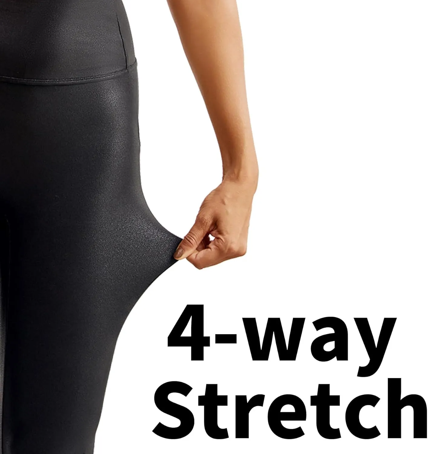Faux Leather Leggings for Women High Waisted Leather Pants Stretch Tummy Control Black Elastic Pleather Tights