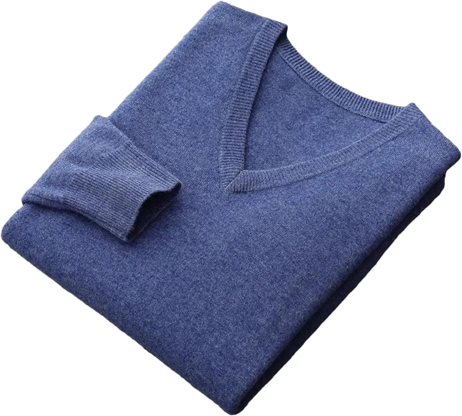 Fjnbbiot Men Long Sleeve Sweater Autumn Winter V-Neck Basic Pullovers Merino Wool Solid Casual Cashmere Knitwear