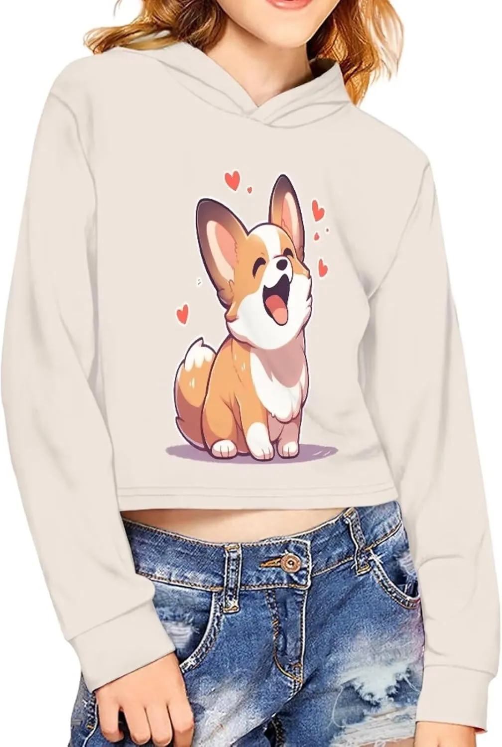 Flashideas Trendy Hoodies for Teenagers Girls Exercise Outfits Casual Tops for 6-16 Years Old short version