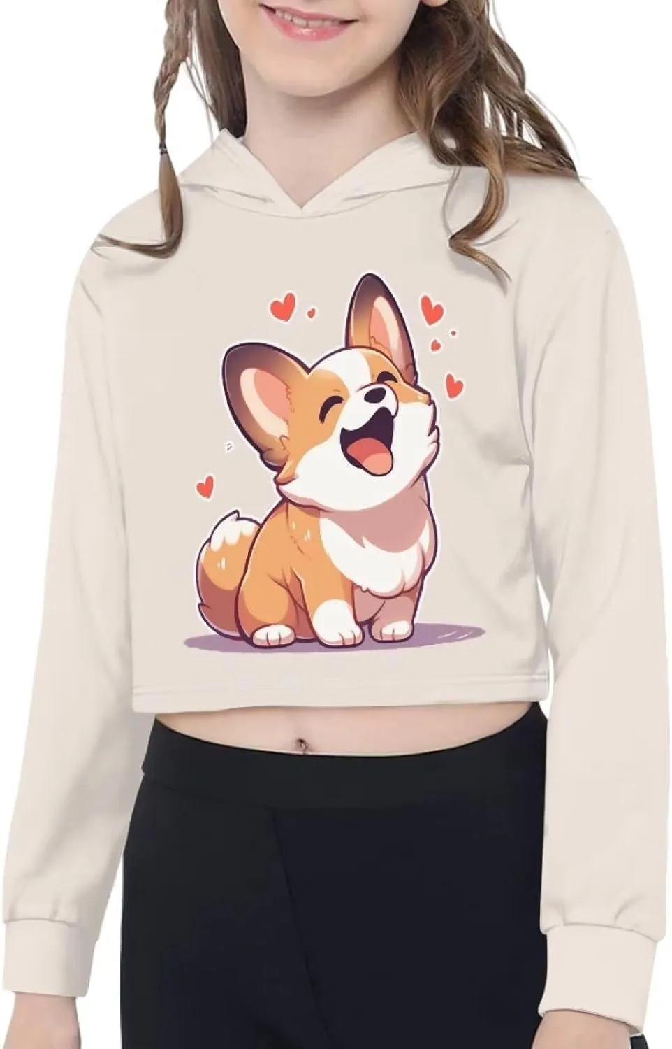 Flashideas Trendy Hoodies for Teenagers Girls Exercise Outfits Casual Tops for 6-16 Years Old short version