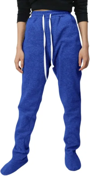 Footed Pajamas For Women Fleece Lined Drawstring Sweatpants With Feet Winter Warm Elastic Waist Sleepwear With Pockets