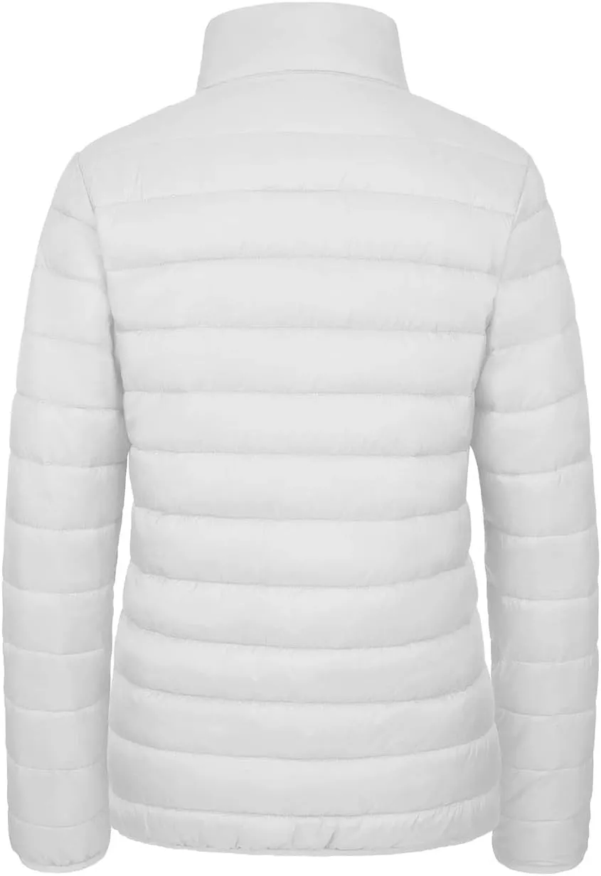 Full Zip Up Puffer Jacket Womens Winter Lightweight Quilted Down Warm Coats Casual White Windbreaker