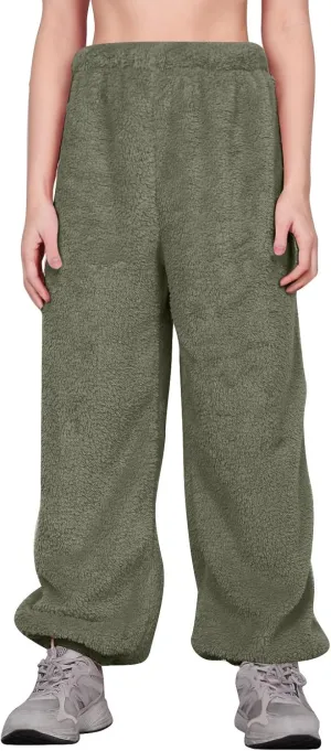 Fuzzy Pajama Pants for Women Plus Size Reversible Comfy Wide Leg Lounge Pants Winter Warm Soft Fluffy Fleece Pajamas