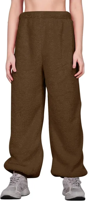 Fuzzy Pajama Pants for Women Plus Size Reversible Comfy Wide Leg Lounge Pants Winter Warm Soft Fluffy Fleece Pajamas