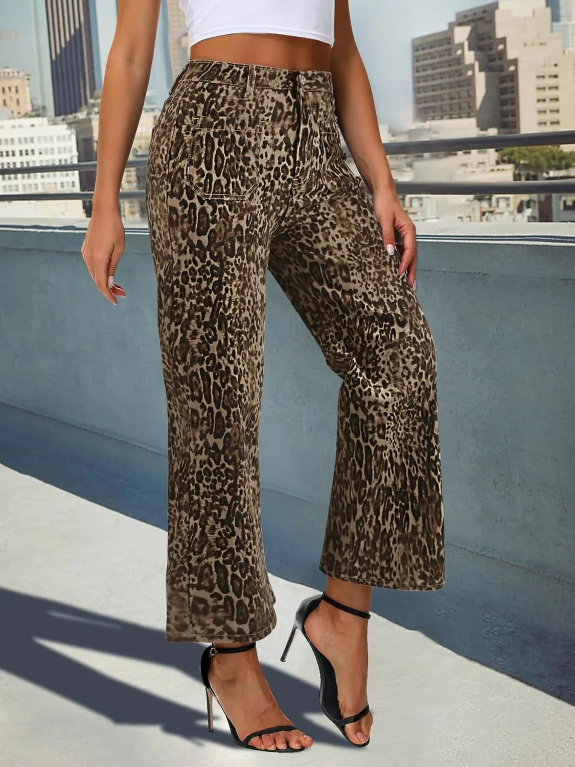 Genleck Women's Wide Leg Jeans – Trendy Cropped Loose Jeans High Waisted Stretchy Capri Denim Pants Baggy Trousers 2024