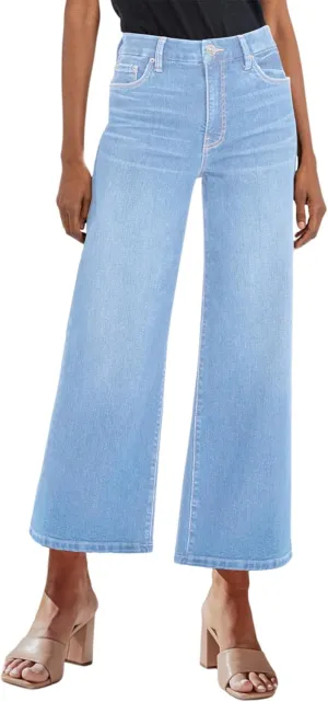 Genleck Women's Wide Leg Jeans – Trendy Cropped Loose Jeans High Waisted Stretchy Capri Denim Pants Baggy Trousers 2024