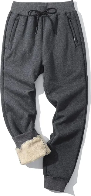 Gihuo Men Sweatpants Sherpa Fleece Lined Sweatpants Winter Thermal Active Outdoor Sports Track Jogger Pants