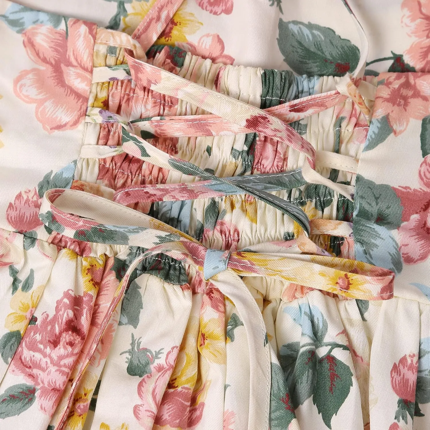 Girls Dress Toddler Girl Floral Print Dress Summer Knee Length Ruffle Halter Sleeveless Kids Casual Beach Tea Party Dresses