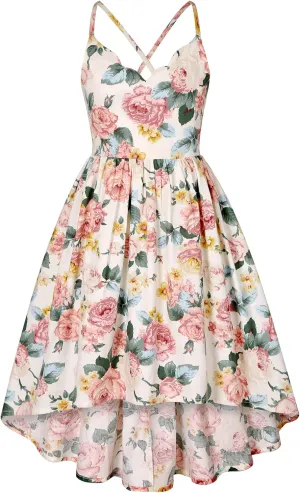 Girls Dress Toddler Girl Floral Print Dress Summer Knee Length Ruffle Halter Sleeveless Kids Casual Beach Tea Party Dresses