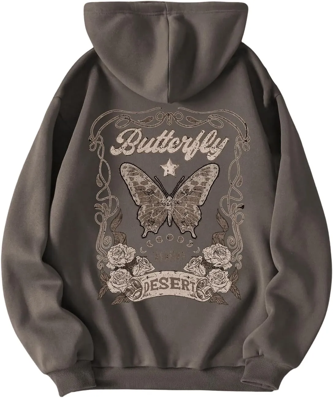 GORGLITTER Women's Flower Graphic Hoodie Hooded Sweatshirt Letter Print Long Sleeve Drawstring Pullover