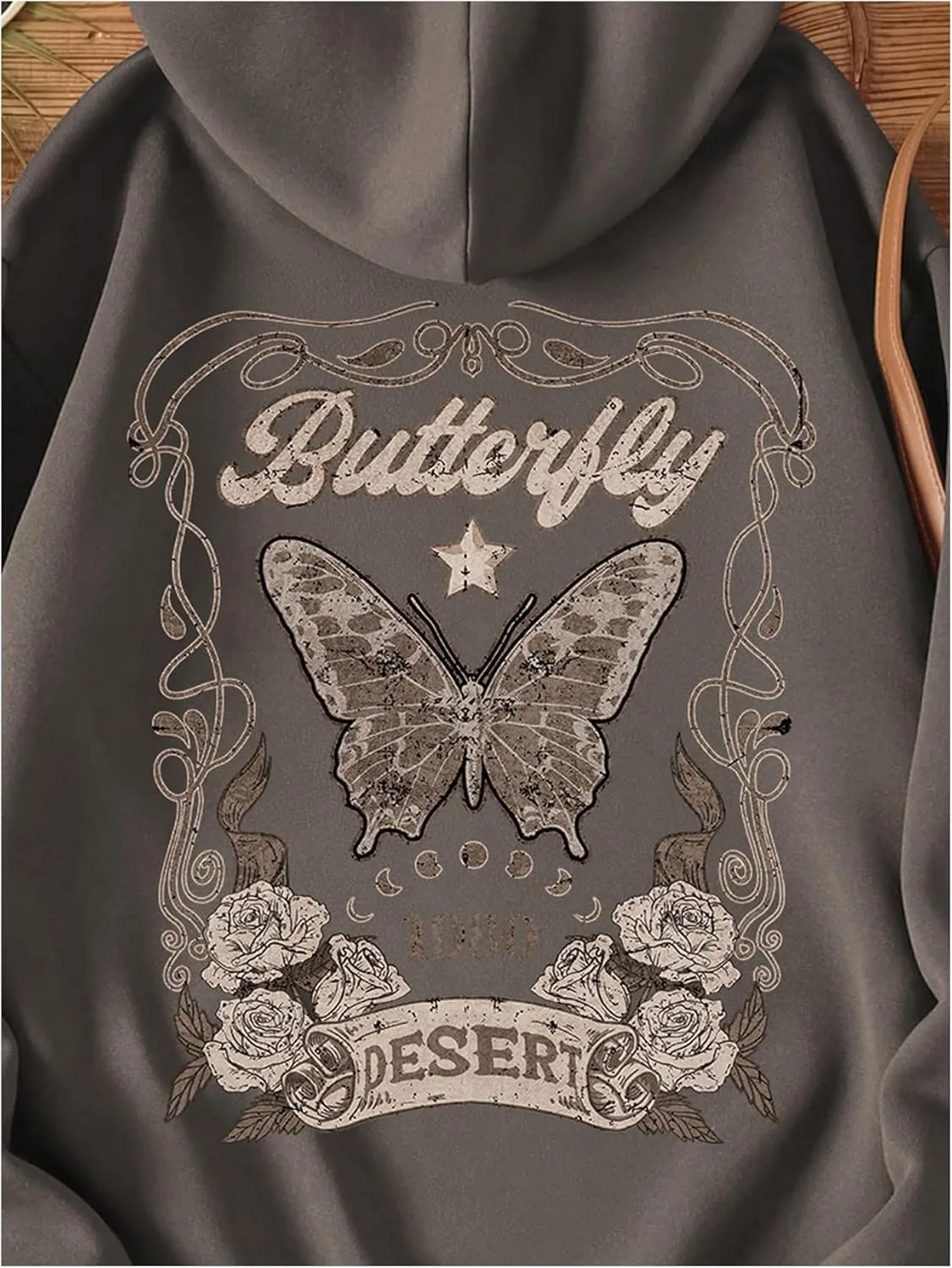 GORGLITTER Women's Flower Graphic Hoodie Hooded Sweatshirt Letter Print Long Sleeve Drawstring Pullover